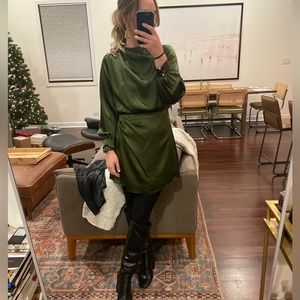 Green cowl neck Zara mini dress size M